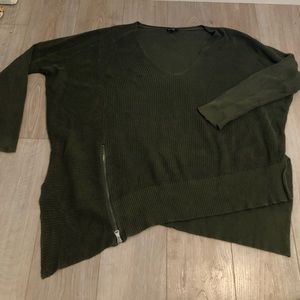 Green zip front sweater